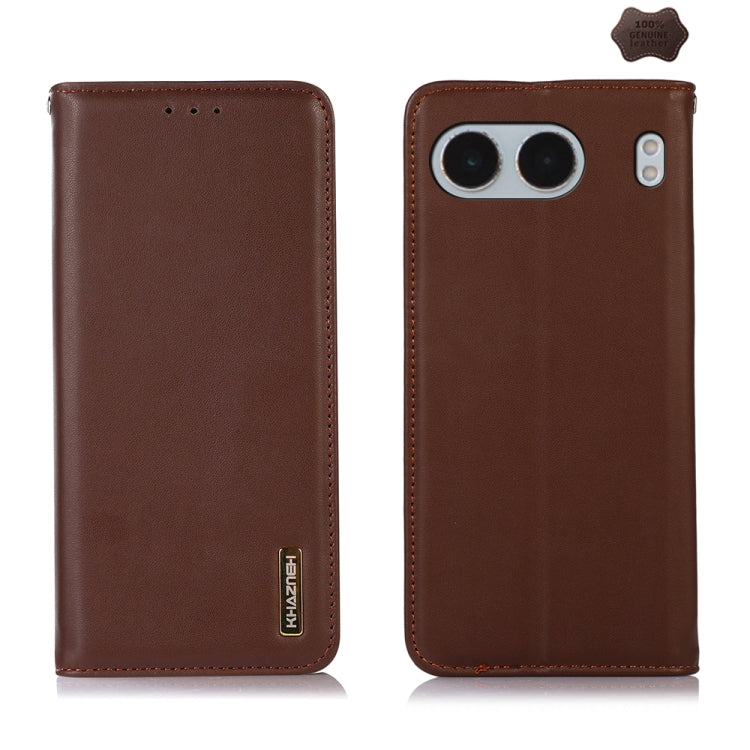 For OnePlus Nord 4 KHAZNEH Nappa Top Layer Cowhide Leather Phone Case(Brown) - OnePlus Cases by PMC TechLife | Online Shopping South Africa | PMC TechLife | Buy Now Pay Later Mobicred