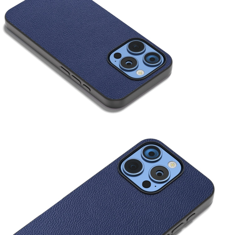 For iPhone 16 Pro Max ABEEL Black Edge Genuine Leather Mino Phone Case(Royal Blue) - iPhone 16 Pro Max Cases by PMC TechLife | Online Shopping South Africa | PMC TechLife | Buy Now Pay Later Mobicred