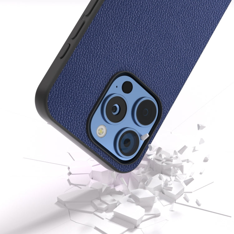 For iPhone 16 Pro Max ABEEL Black Edge Genuine Leather Mino Phone Case(Royal Blue) - iPhone 16 Pro Max Cases by PMC TechLife | Online Shopping South Africa | PMC TechLife | Buy Now Pay Later Mobicred