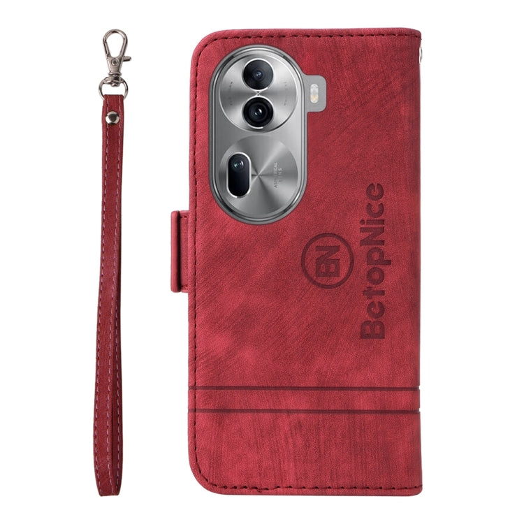 For OPPO Reno11 Pro 5G Global BETOPNICE Dual-side Buckle Leather Phone Case(Red) - Reno11 Pro Cases by BETOPNICE | Online Shopping South Africa | PMC Jewellery | Buy Now Pay Later Mobicred