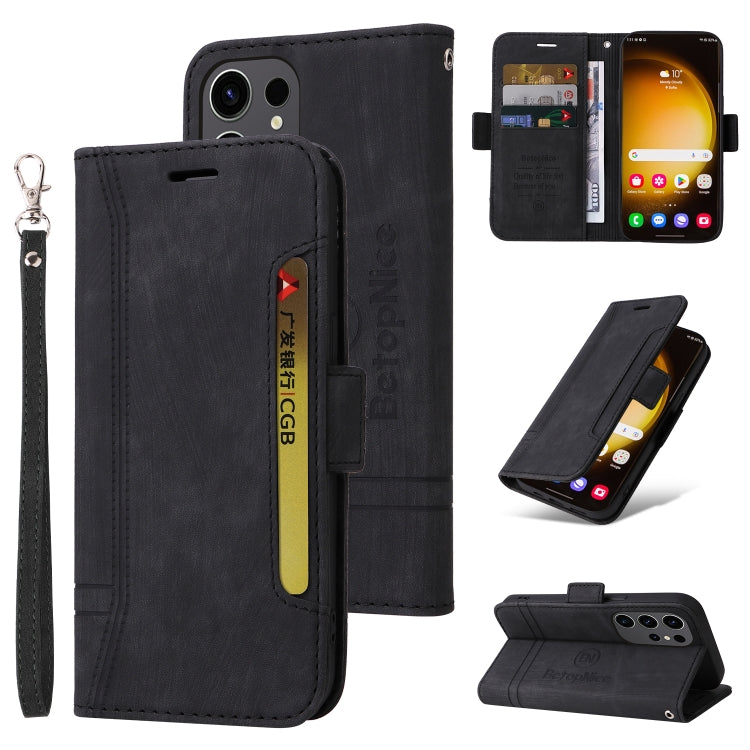 For Samsung Galaxy S24 Ultra BETOPNICE Dual-side Buckle Leather Phone Case(Black) - Galaxy Phone Cases by BETOPNICE | Online Shopping South Africa | PMC Jewellery | Buy Now Pay Later Mobicred