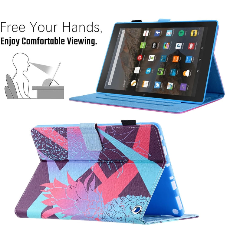 For Amazon Fire Max 11 2023 Colored Drawing Leather Smart Tablet Case(Dazzling Pineapple) - Amazon by PMC TechLife | Online Shopping South Africa | PMC TechLife | Buy Now Pay Later Mobicred