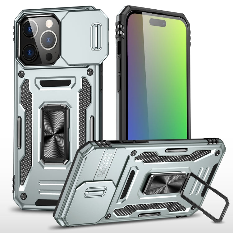 For iPhone 16 Pro Armor PC + TPU Camera Shield Phone Case(Grey) - iPhone 16 Pro Cases by PMC TechLife | Online Shopping South Africa | PMC TechLife | Buy Now Pay Later Mobicred