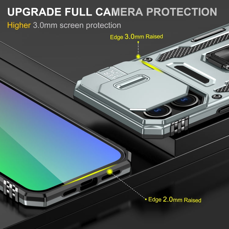 For iPhone 16 Pro Armor PC + TPU Camera Shield Phone Case(Grey) - iPhone 16 Pro Cases by PMC TechLife | Online Shopping South Africa | PMC TechLife | Buy Now Pay Later Mobicred