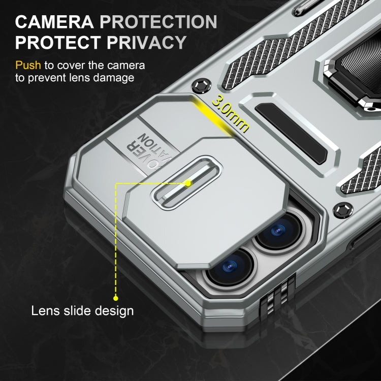 For iPhone 16 Plus Armor PC + TPU Camera Shield Phone Case(Grey) - iPhone 16 Plus Cases by PMC TechLife | Online Shopping South Africa | PMC TechLife | Buy Now Pay Later Mobicred