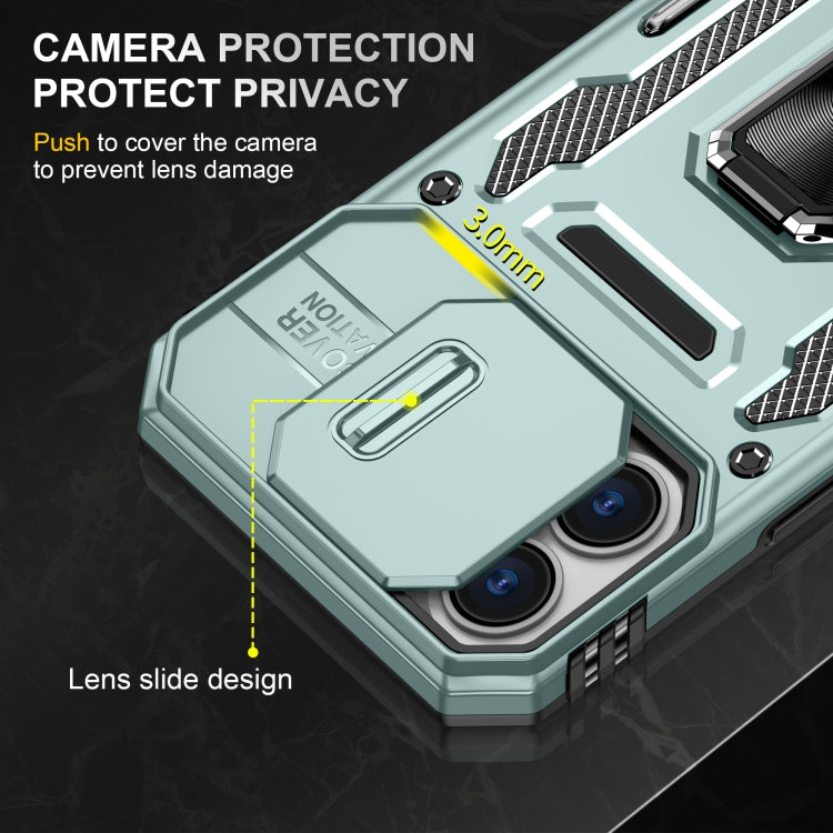 For iPhone 16 Armor PC + TPU Camera Shield Phone Case(Alpine Green) - iPhone 16 Cases by PMC TechLife | Online Shopping South Africa | PMC TechLife | Buy Now Pay Later Mobicred