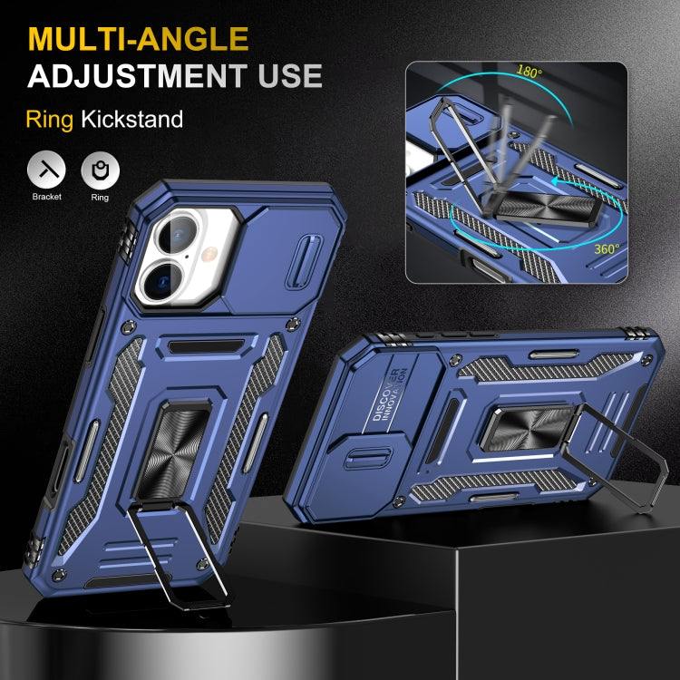 For iPhone 16 Armor PC + TPU Camera Shield Phone Case(Navy Blue) - iPhone 16 Cases by PMC Jewellery | Online Shopping South Africa | PMC Jewellery | Buy Now Pay Later Mobicred