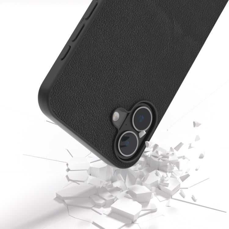 For iPhone 16 ABEEL Genuine Leather Wave Black Edge Phone Case(Black) - iPhone 16 Cases by PMC Jewellery | Online Shopping South Africa | PMC Jewellery | Buy Now Pay Later Mobicred