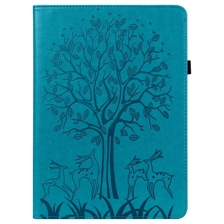 For Amazon Fire Max 11 Tree & Deer Embossed Leather Tablet Case(Blue) - Amazon by PMC TechLife | Online Shopping South Africa | PMC TechLife | Buy Now Pay Later Mobicred