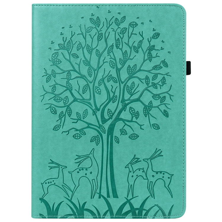 For Amazon Fire Max 11 Tree & Deer Embossed Leather Tablet Case(Green) - Amazon by PMC TechLife | Online Shopping South Africa | PMC TechLife | Buy Now Pay Later Mobicred