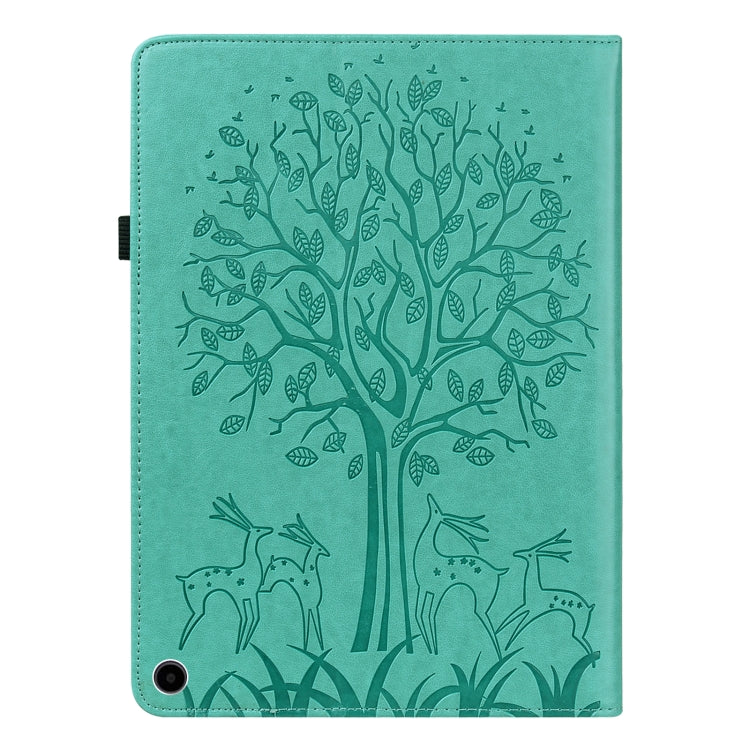 For Amazon Fire Max 11 Tree & Deer Embossed Leather Tablet Case(Green) - Amazon by PMC TechLife | Online Shopping South Africa | PMC TechLife | Buy Now Pay Later Mobicred