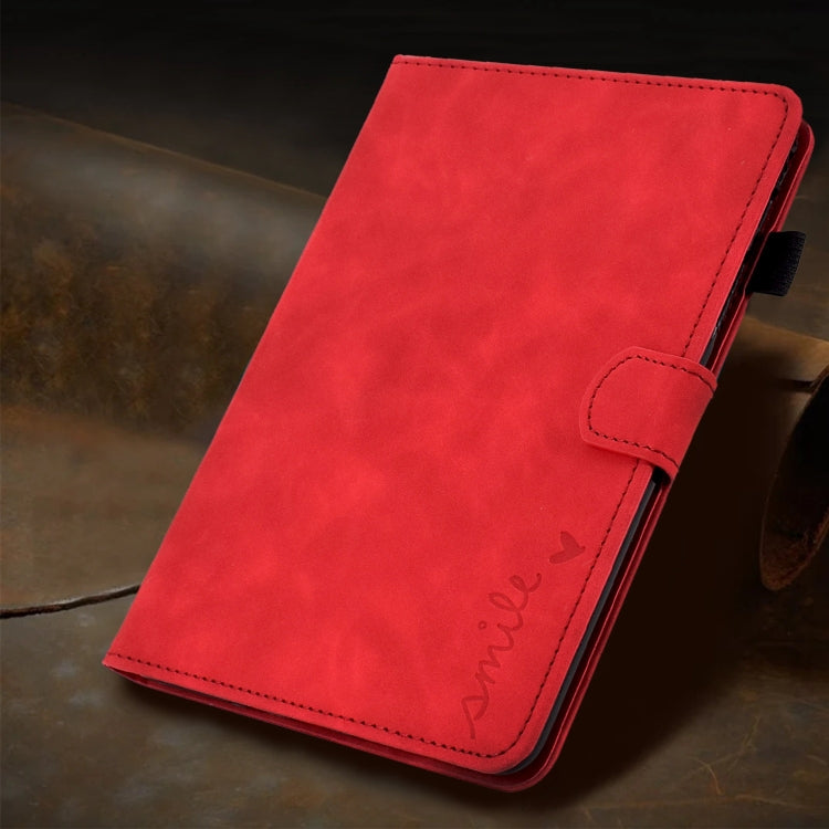 For Amazon Fire Max 11 2023 Embossed Smile Flip Smart Leather Tablet Case(Red) - Amazon by PMC TechLife | Online Shopping South Africa | PMC TechLife | Buy Now Pay Later Mobicred