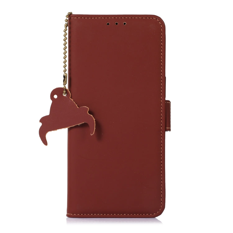 For iPhone 16 Pro Genuine Leather Magnetic RFID Leather Phone Case(Coffee) - iPhone 16 Pro Cases by PMC TechLife | Online Shopping South Africa | PMC TechLife | Buy Now Pay Later Mobicred