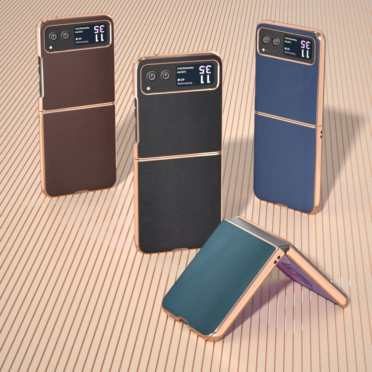 For Motorola Razr 40 Nano Plating Genuine Leather Xiaoya Series Phone Case(Coffee) - free shipping - PMC TechLife - Order now!