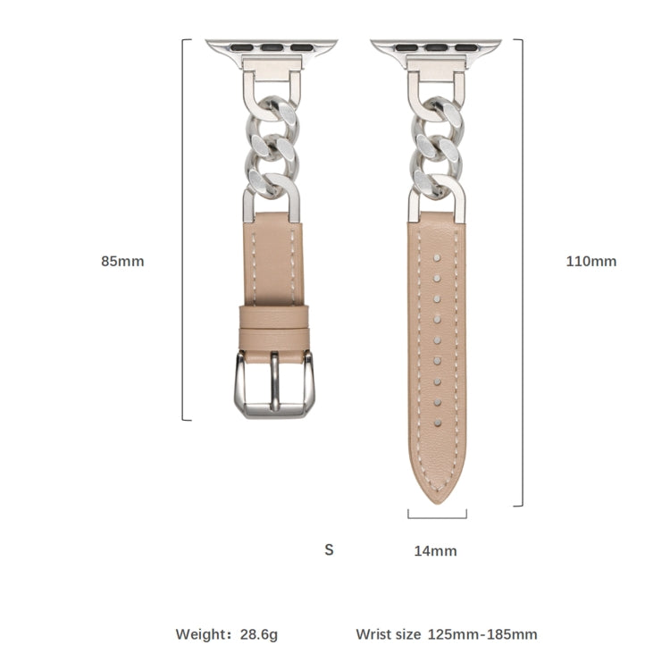 For Apple Watch SE 40mm Chain Genuine Leather Watch Band, Size: S(Gold Black) - free shipping - PMC TechLife - Order now!