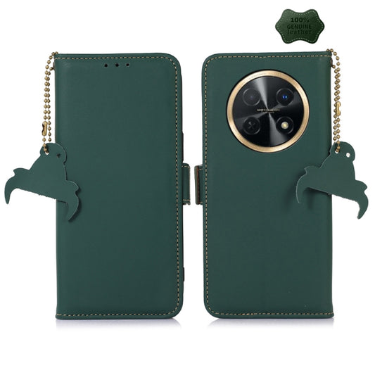 For Huawei Enjoy 60X / Nova Y91 4G Genuine Leather Magnetic RFID Leather Phone Case(Green) - Huawei Cases by PMC Jewellery | Online Shopping South Africa | PMC Jewellery | Buy Now Pay Later Mobicred