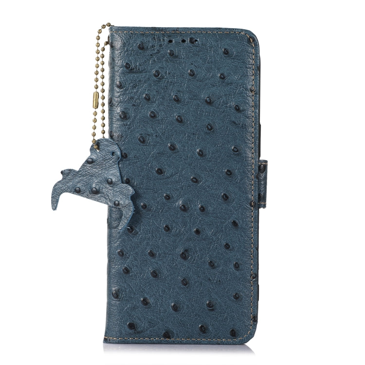 For Asus Zenfone 10 / Zenfone 9 Ostrich Pattern Genuine Leather RFID Phone Case(Blue) - ASUS Cases by PMC TechLife | Online Shopping South Africa | PMC TechLife | Buy Now Pay Later Mobicred