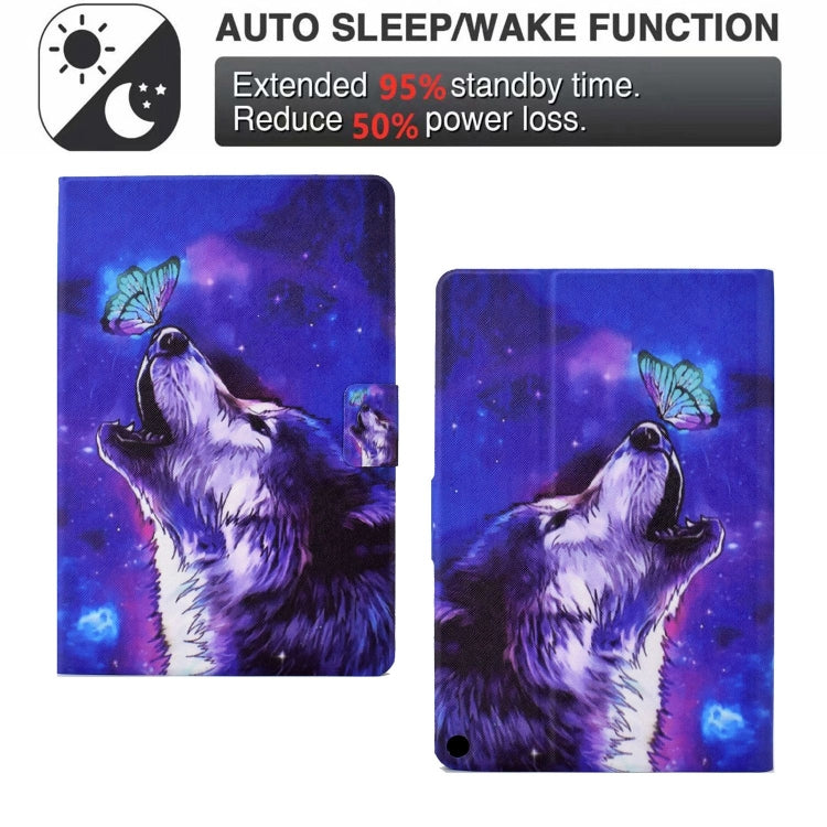 For Amazon Fire Max 11 2023 Colored Drawing Smart Leather Tablet Case(Butterfly Wolf) - Amazon by PMC TechLife | Online Shopping South Africa | PMC TechLife | Buy Now Pay Later Mobicred