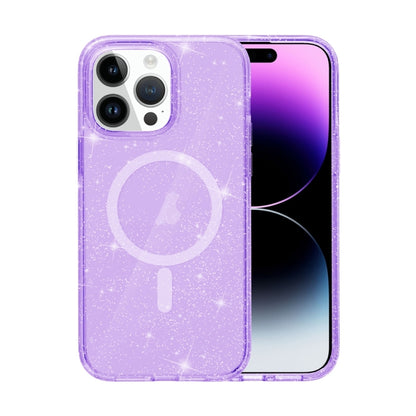 For iPhone 15 Pro Terminator Style Glitter Powder MagSafe Magnetic Phone Case(Purple) - iPhone 15 Pro Cases by PMC Jewellery | Online Shopping South Africa | PMC Jewellery