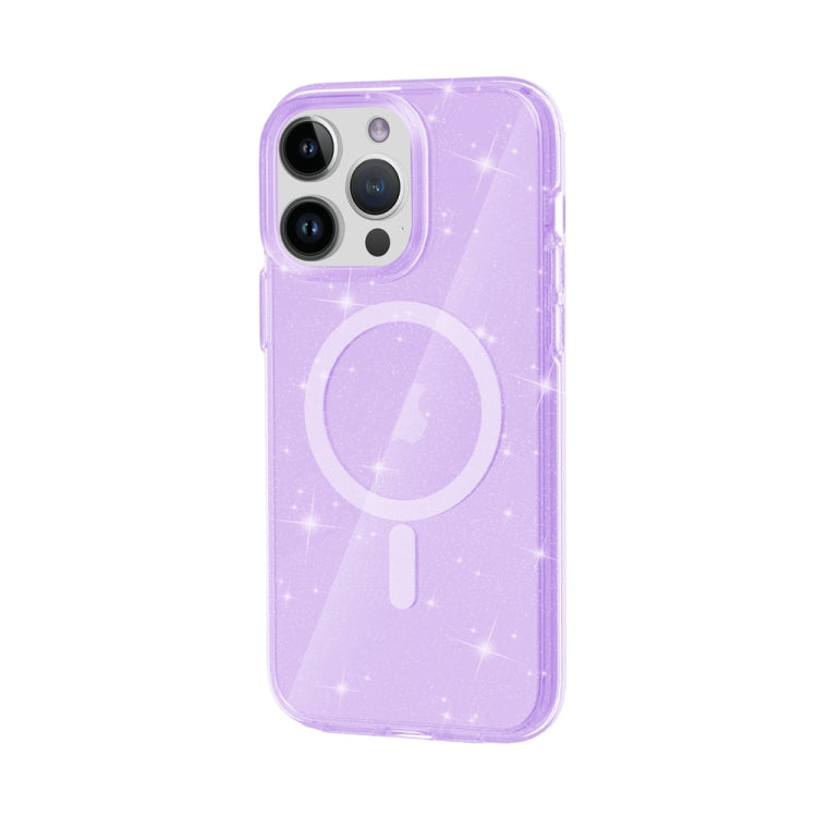 For iPhone 15 Pro Terminator Style Glitter Powder MagSafe Magnetic Phone Case(Purple) - iPhone 15 Pro Cases by PMC TechLife | Online Shopping South Africa | PMC TechLife