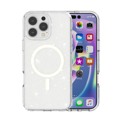 For iPhone 16 Pro Max Terminator Style Glitter Powder MagSafe Magnetic Phone Case(White) - iPhone 16 Pro Max Cases by PMC Jewellery | Online Shopping South Africa | PMC Jewellery | Buy Now Pay Later Mobicred