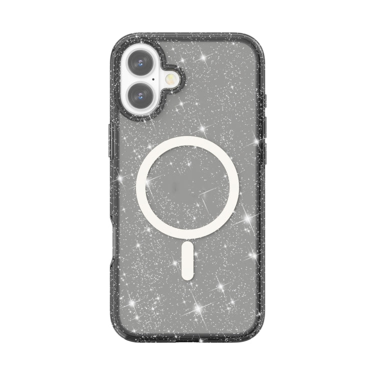 For iPhone 16 Plus Terminator Style Glitter Powder MagSafe Magnetic Phone Case(Black) - iPhone 16 Plus Cases by PMC Jewellery | Online Shopping South Africa | PMC Jewellery | Buy Now Pay Later Mobicred