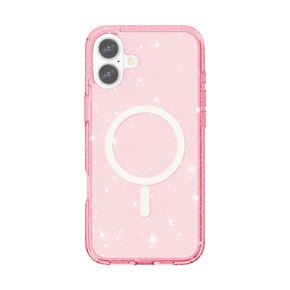 For iPhone 16 Terminator Style Glitter Powder MagSafe Magnetic Phone Case(Pink) - iPhone 16 Cases by PMC Jewellery | Online Shopping South Africa | PMC Jewellery | Buy Now Pay Later Mobicred