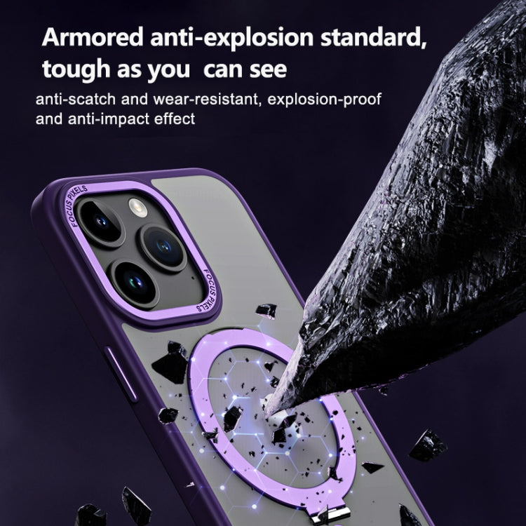 For iPhone 15 Pro Max Skin Feel MagSafe Shockproof Phone Case with Holder(White) - iPhone 15 Pro Max Cases by PMC TechLife | Online Shopping South Africa | PMC TechLife