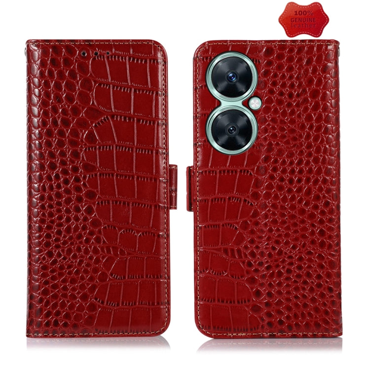 For Huawei Nova 11i / Enjoy 60 Pro /  Crocodile Top Layer Cowhide Leather Phone Case(Red) - Huawei Cases by PMC TechLife | Online Shopping South Africa | PMC TechLife | Buy Now Pay Later Mobicred