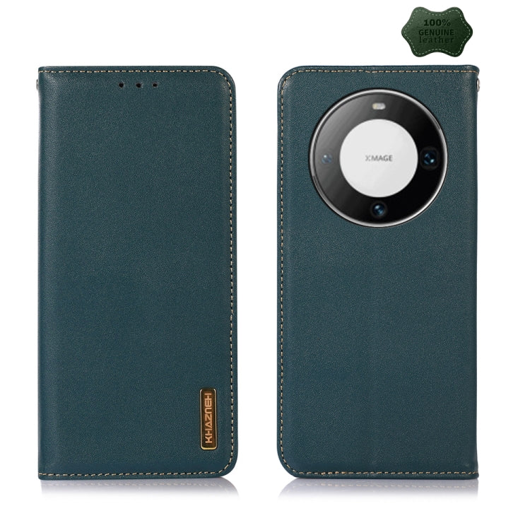 For Huawei Mate 60 Pro KHAZNEH Nappa Top Layer Cowhide Leather Phone Case(Green) - Huawei Cases by PMC TechLife | Online Shopping South Africa | PMC TechLife | Buy Now Pay Later Mobicred