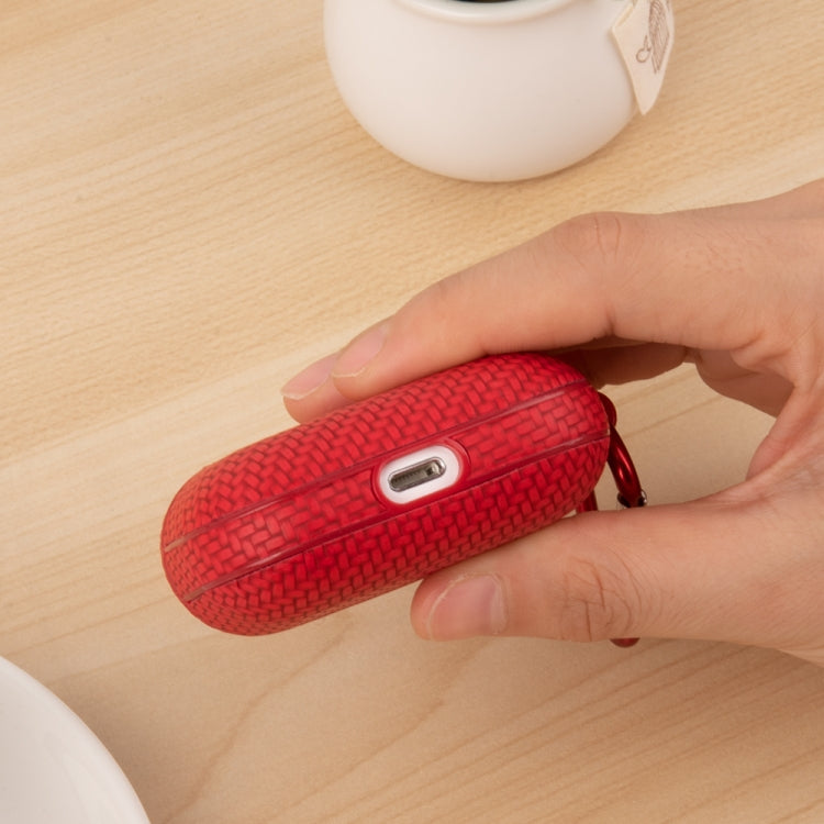 For AirPods 3 Woven Skin Texture PC TWS Earphone Protective Case(Red) - For AirPods 3 by PMC Jewellery | Online Shopping South Africa | PMC Jewellery | Buy Now Pay Later Mobicred