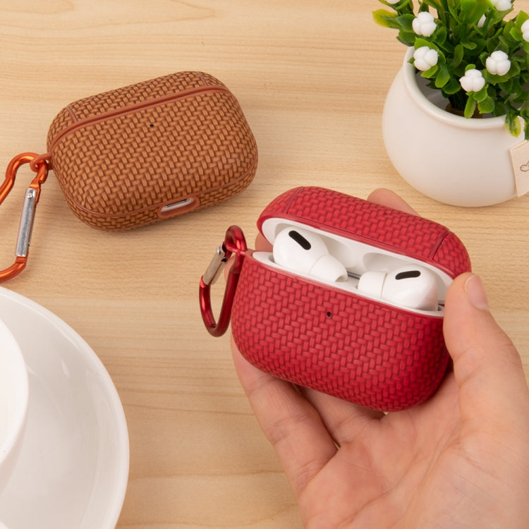For AirPods 1 / 2 Woven Skin Texture PC TWS Earphone Protective Case(Blue) - For AirPods 1/2 by PMC Jewellery | Online Shopping South Africa | PMC Jewellery | Buy Now Pay Later Mobicred