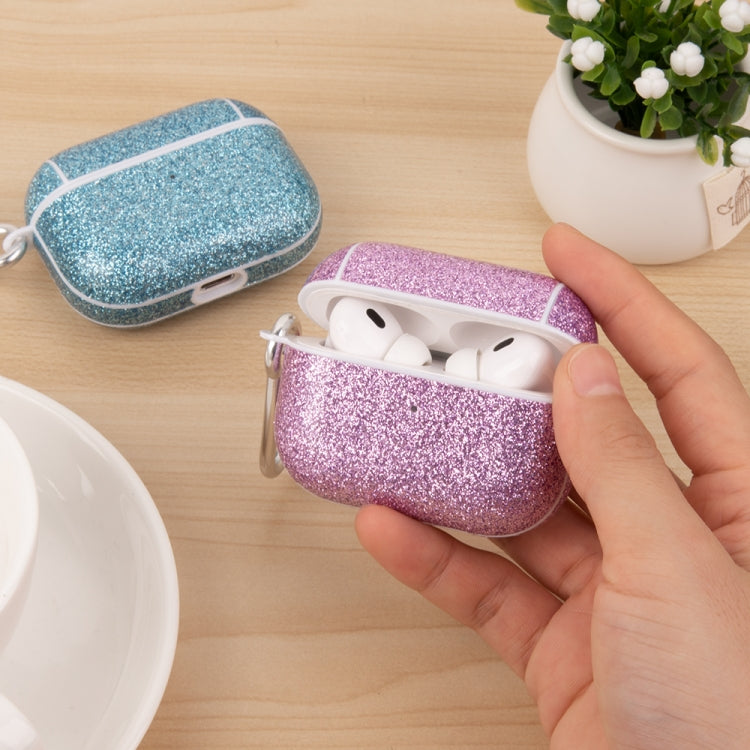 For AirPods Pro Glitter Powder Skin Texture PC TWS Earphone Case(Rose Red) - For AirPods Pro by PMC Jewellery | Online Shopping South Africa | PMC Jewellery | Buy Now Pay Later Mobicred