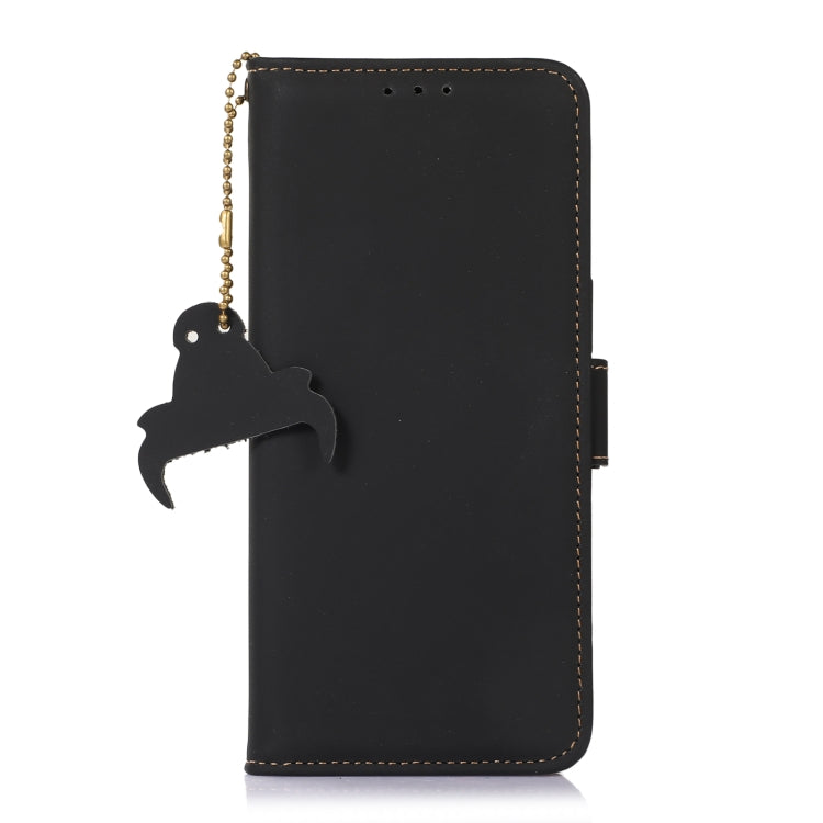 For Honor 90 5G Genuine Leather Magnetic RFID Leather Phone Case(Black) - Honor Cases by PMC TechLife | Online Shopping South Africa | PMC TechLife | Buy Now Pay Later Mobicred