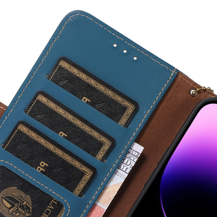For Honor 90 5G Genuine Leather Magnetic RFID Leather Phone Case(Blue) - Honor Cases by PMC TechLife | Online Shopping South Africa | PMC TechLife | Buy Now Pay Later Mobicred