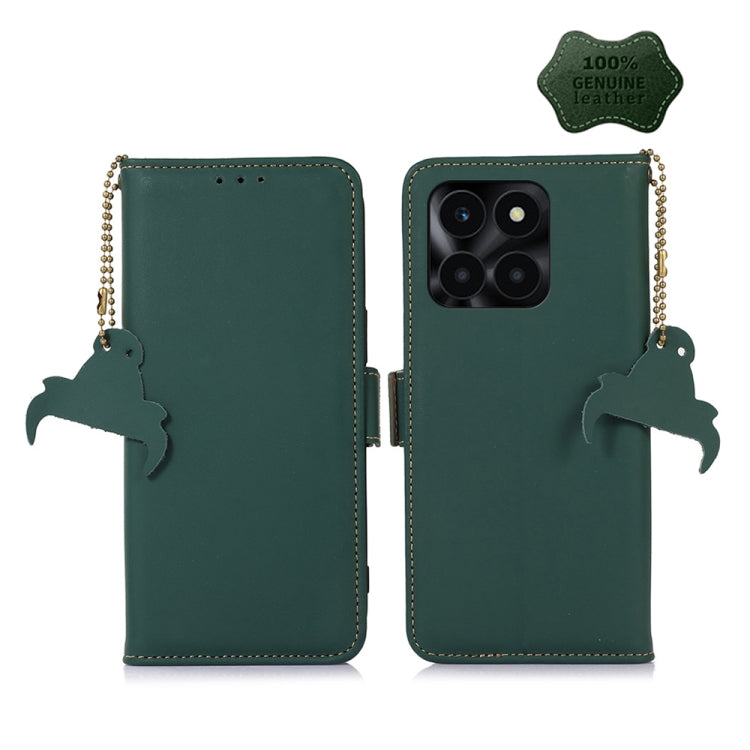 For Honor X6a Genuine Leather Magnetic RFID Leather Phone Case(Green) - Honor Cases by PMC TechLife | Online Shopping South Africa | PMC TechLife | Buy Now Pay Later Mobicred