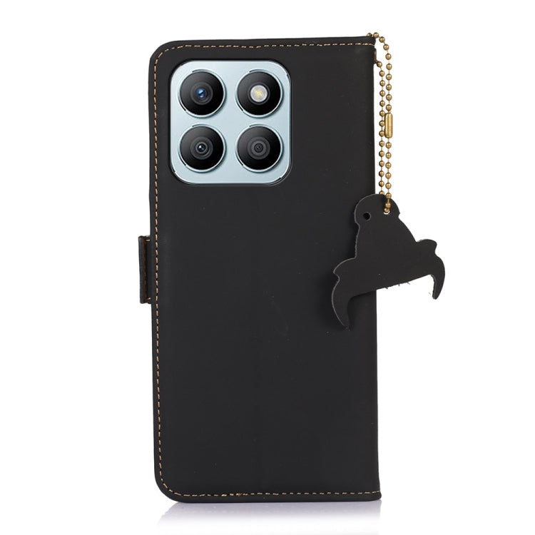 For Honor X8b Genuine Leather Magnetic RFID Leather Phone Case(Black) - Honor Cases by PMC TechLife | Online Shopping South Africa | PMC TechLife | Buy Now Pay Later Mobicred