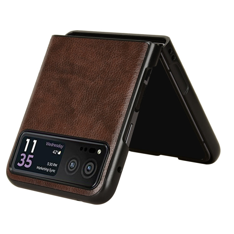 For Motorola Moto Razr 40 Litchi Texture Back Cover Phone Case(Brown) - Motorola Cases by PMC TechLife | Online Shopping South Africa | PMC TechLife