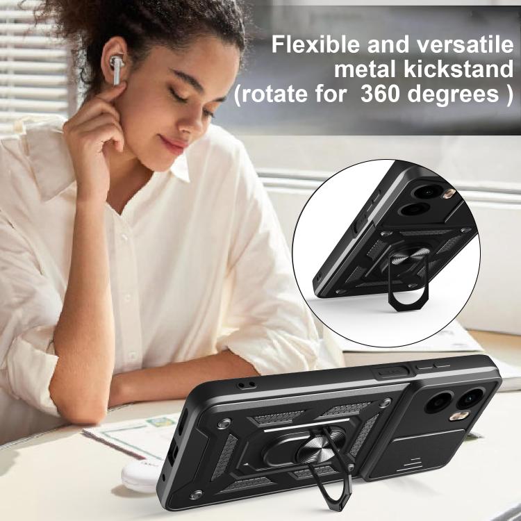 For Motorola Moto G05 Sliding Camera Cover Design TPU+PC Phone Case(Black) - free shipping - PMC TechLife - Order now!