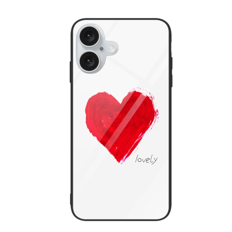 For iPhone 16 Plus Colorful Painted Glass Phone Case(Love) - iPhone 16 Plus Cases by PMC Jewellery | Online Shopping South Africa | PMC Jewellery | Buy Now Pay Later Mobicred