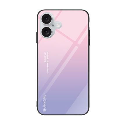 For iPhone 16 Colorful Painted Glass Phone Case(Purple Sky) - iPhone 16 Cases by PMC Jewellery | Online Shopping South Africa | PMC Jewellery | Buy Now Pay Later Mobicred