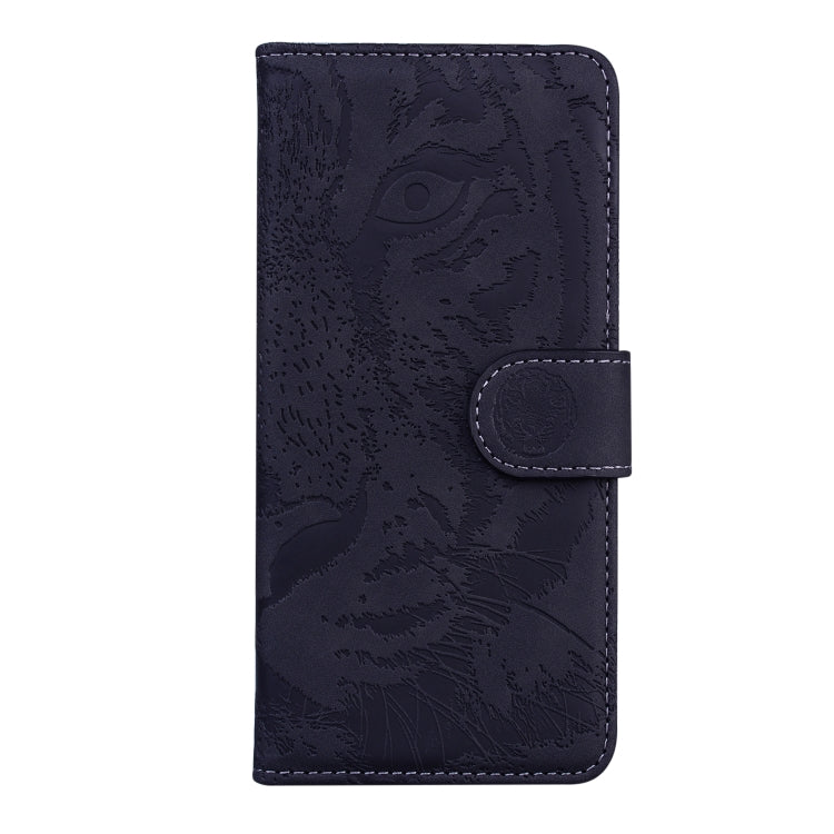 For iPhone 16e Tiger Embossing Pattern Leather Phone Case(Black) - iPhone 16e Cases by PMC TechLife | Online Shopping South Africa | PMC TechLife | Buy Now Pay Later Mobicred