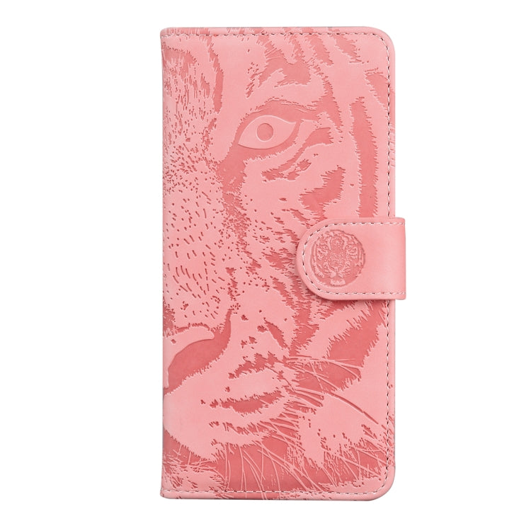 For iPhone 16e Tiger Embossing Pattern Leather Phone Case(Pink) - iPhone 16e Cases by PMC TechLife | Online Shopping South Africa | PMC TechLife | Buy Now Pay Later Mobicred
