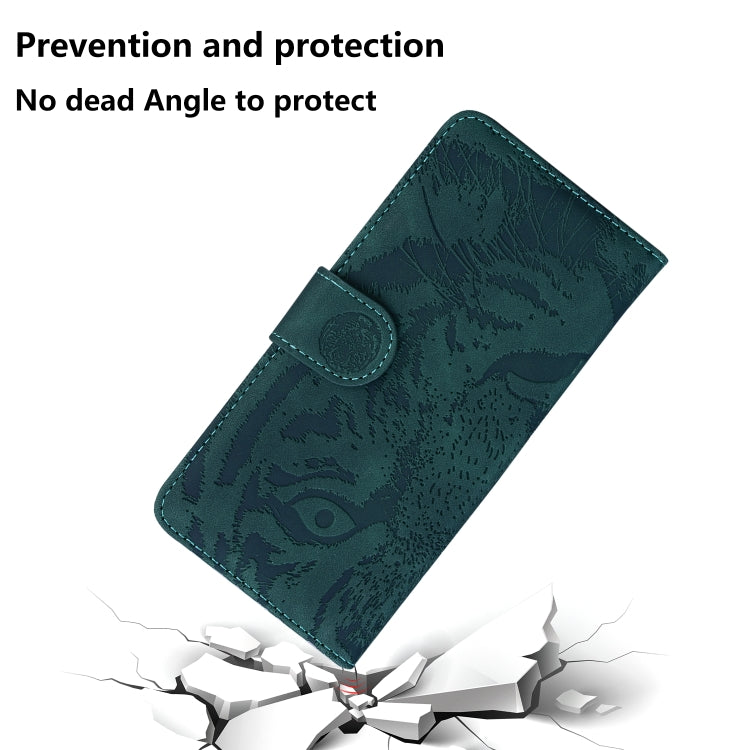 For iPhone 16 Plus Tiger Embossing Pattern Leather Phone Case(Green) - iPhone 16 Pro Cases by PMC TechLife | Online Shopping South Africa | PMC TechLife | Buy Now Pay Later Mobicred
