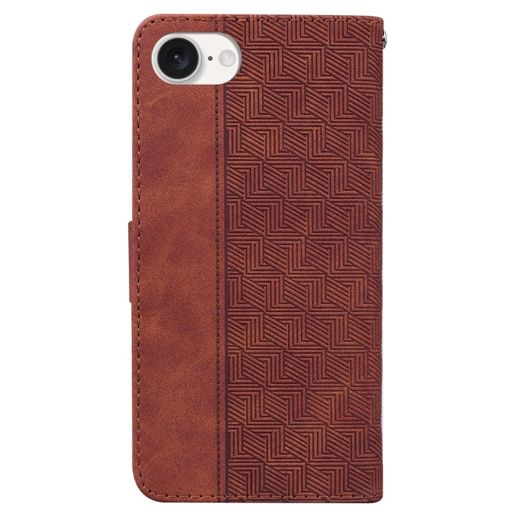 For iPhone 16e Geometric Embossed Leather Phone Case(Brown) - iPhone 16e Cases by PMC TechLife | Online Shopping South Africa | PMC TechLife | Buy Now Pay Later Mobicred