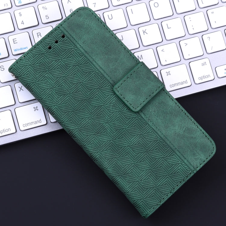 For iPhone 16e Geometric Embossed Leather Phone Case(Green) - iPhone 16e Cases by PMC TechLife | Online Shopping South Africa | PMC TechLife | Buy Now Pay Later Mobicred