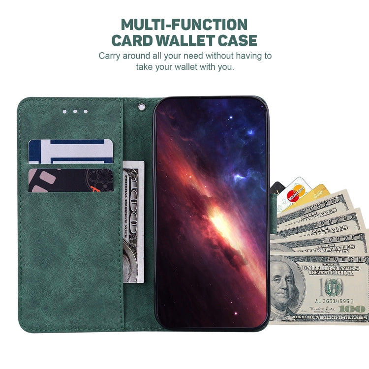 For iPhone 16e Geometric Embossed Leather Phone Case(Green) - iPhone 16e Cases by PMC TechLife | Online Shopping South Africa | PMC TechLife | Buy Now Pay Later Mobicred