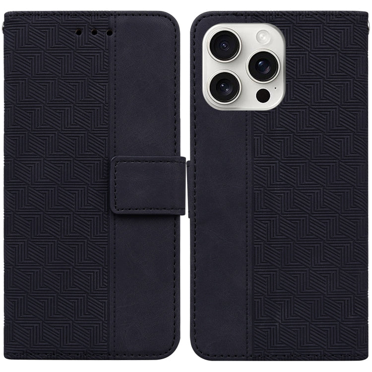 For iPhone 16 Pro Geometric Embossed Leather Phone Case(Black) - iPhone 16 Pro Cases by PMC Jewellery | Online Shopping South Africa | PMC Jewellery | Buy Now Pay Later Mobicred