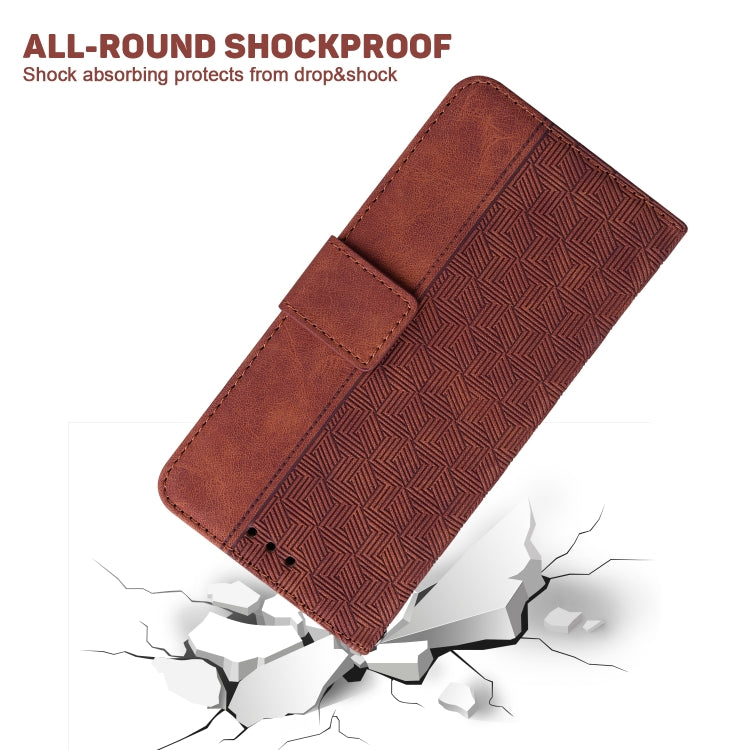 For Motorola Moto G Play 4G 2024 Geometric Embossed Leather Phone Case(Brown) - free shipping - PMC Jewellery - Order now!