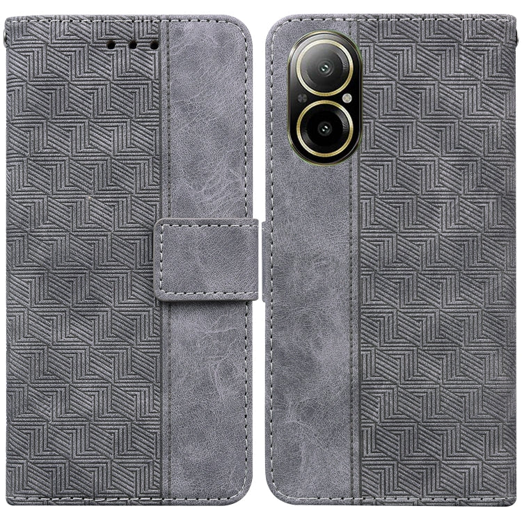 For Realme C67 4G Global Geometric Embossed Leather Phone Case(Grey) - C67 Cases by PMC Jewellery | Online Shopping South Africa | PMC Jewellery | Buy Now Pay Later Mobicred